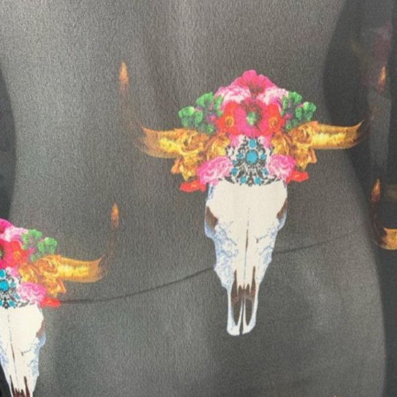 SHOW ME YOUR MUMU PEEKABOO TUNIC BULL SHEER BLOUSE - Picture 6 of 7